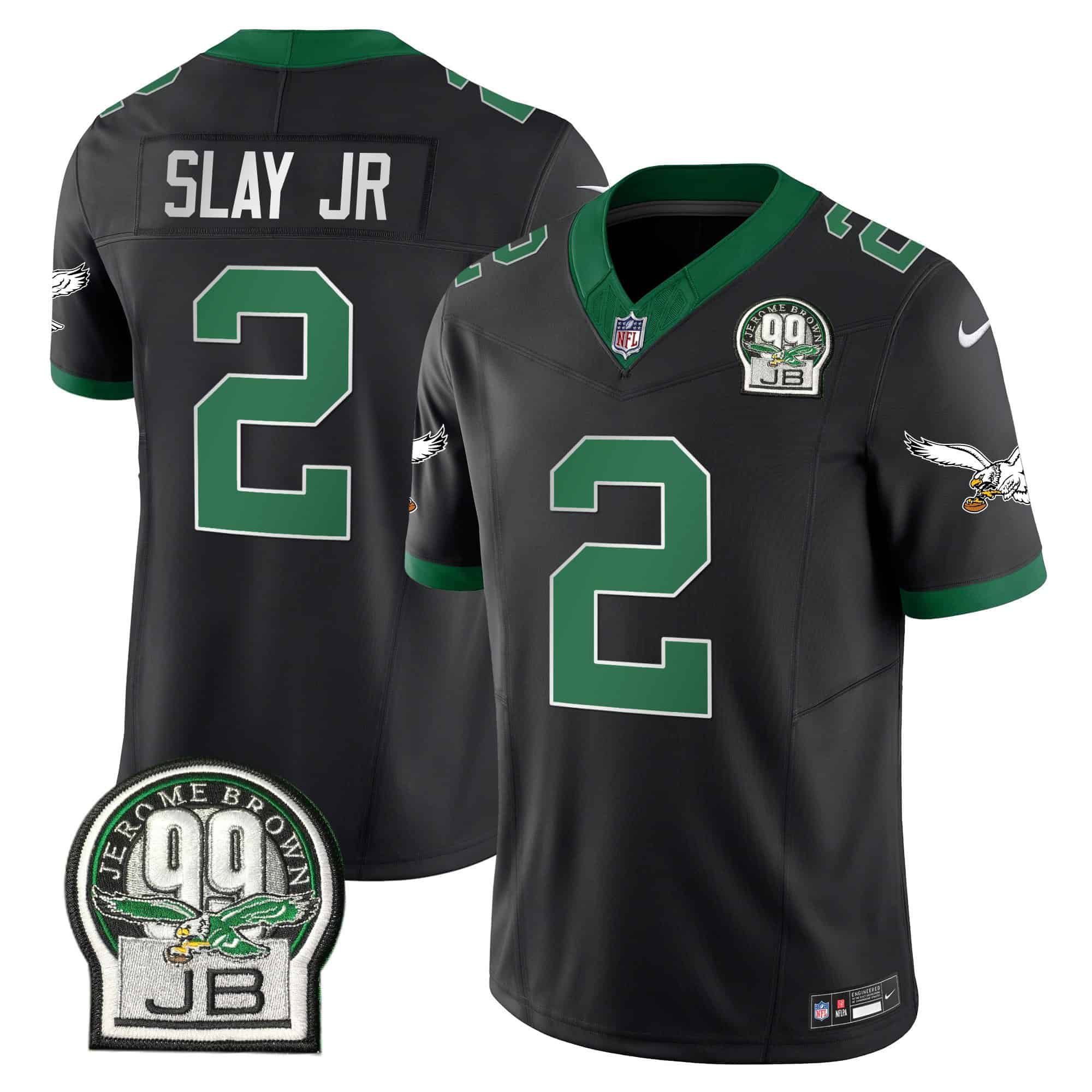 Men Philadelphia Eagles #2 Slay jr Black 2024 Nike Jerome Brown Patch Alternate Limited NFL Jersey style 1